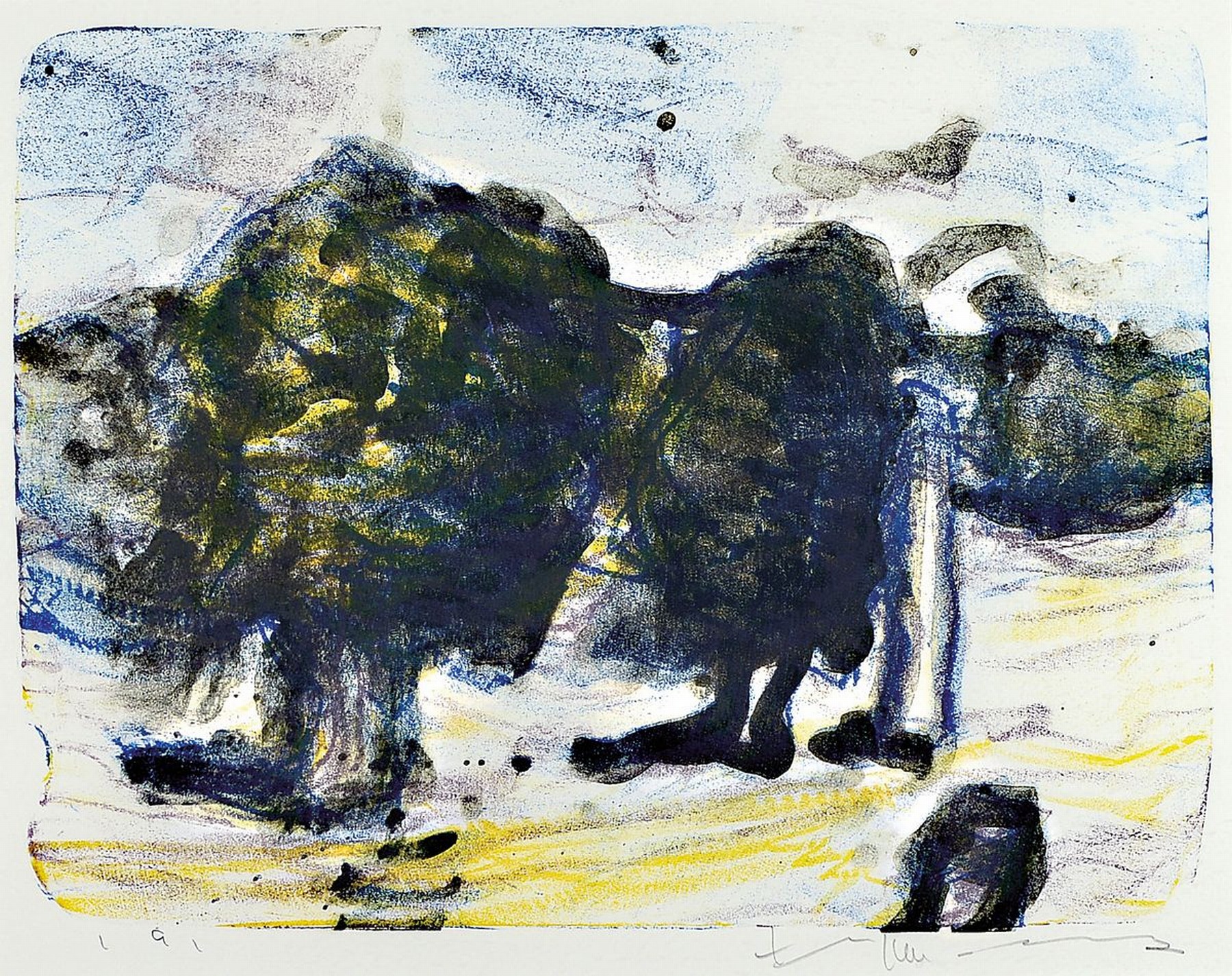 Klaus Fußmann, geb. 1938, Velbert, Lithografie, "Beveroe", sign., bezeichnet mit e.a. WVZ-Nr.444., unter Glas gerahmt, gesamt ca. 73x94 cm