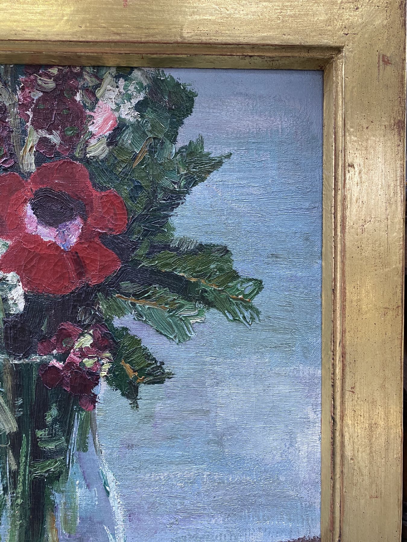 Detail b: Arnold Balwe, 1898 Dresden-1983 Feldwies/ Chiemsee, "Frühlingsblumen", Öl/Lwd, re. unten sign., R. gesamt ca. 88x78 cm