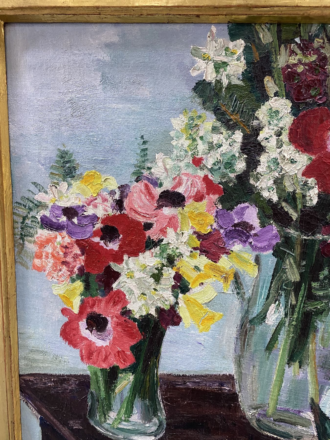 Detail c: Arnold Balwe, 1898 Dresden-1983 Feldwies/ Chiemsee, "Frühlingsblumen", Öl/Lwd, re. unten sign., R. gesamt ca. 88x78 cm