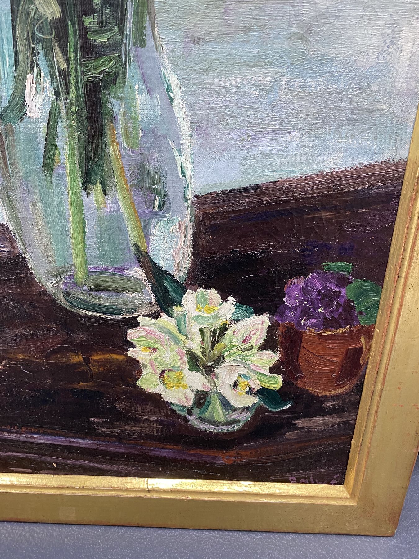 Detail e: Arnold Balwe, 1898 Dresden-1983 Feldwies/ Chiemsee, "Frühlingsblumen", Öl/Lwd, re. unten sign., R. gesamt ca. 88x78 cm
