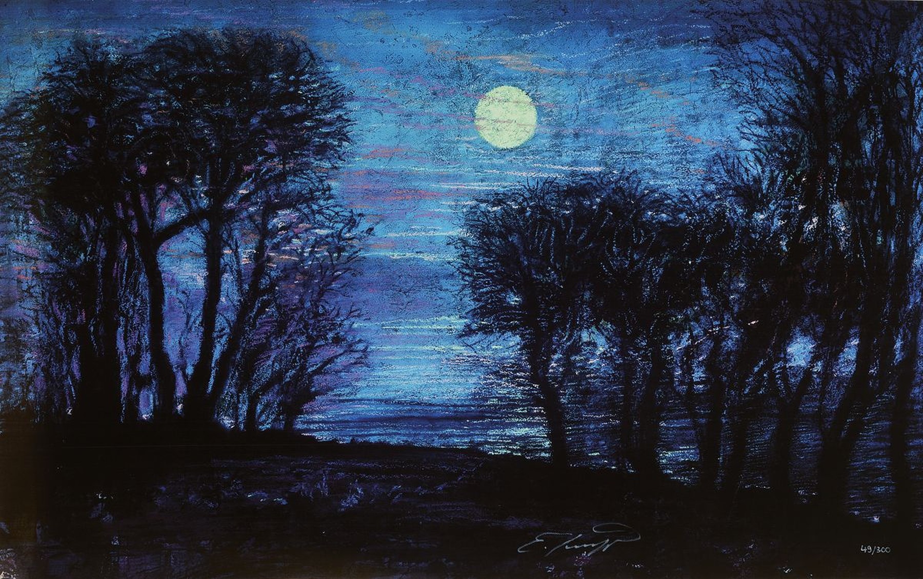 Ernst Fuchs,1930-2015, Giclee/Leinwand, Landschaft, handsigniert, Auflage 300, Ecken l. geknickt, ca. 60 x 94 cm