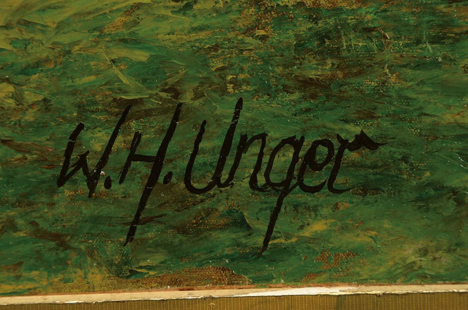 Detail c: Wolfang Heinz Unger, geb. 1929 Halle, spielende Kinder am See, Öl/Platte, rückseitig bezeichnet und nochmals signiert, signiert, 80 x 60 cm, l. ...