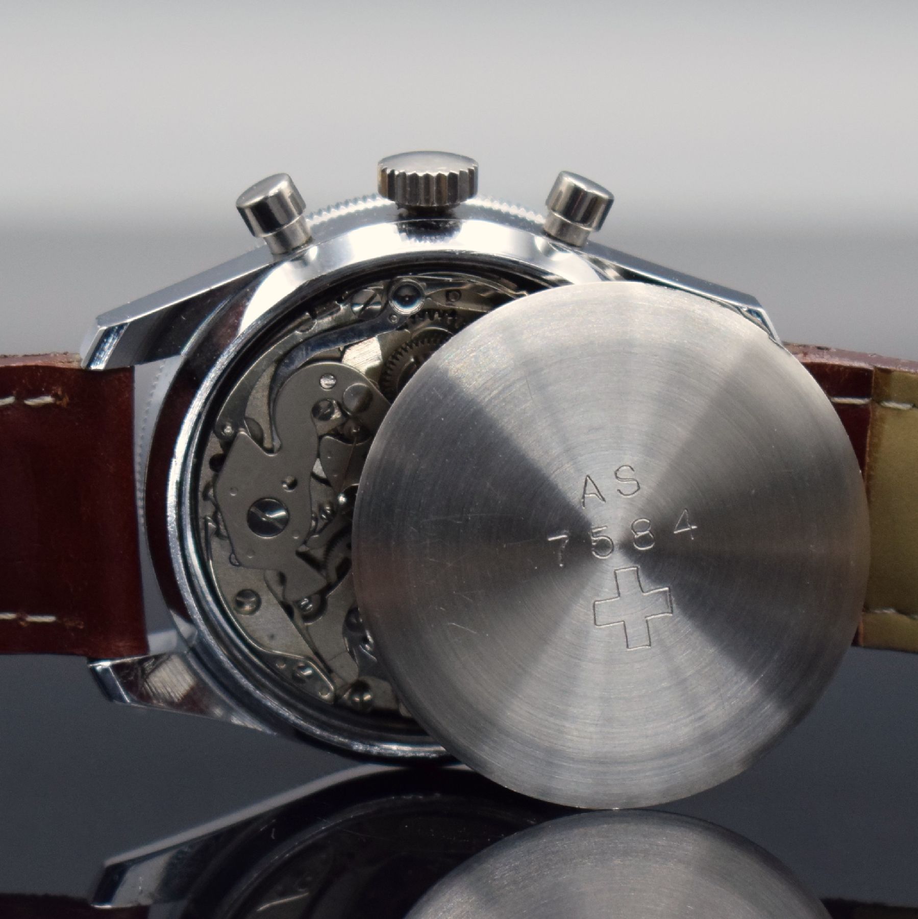 Detail j: WAKMANN / BREITLING seltene & interessante Herrenarmbanduhr mit Chronograph, Schweiz f. den US-Markt 1960er Jahre, Handaufzug, in dieser ...