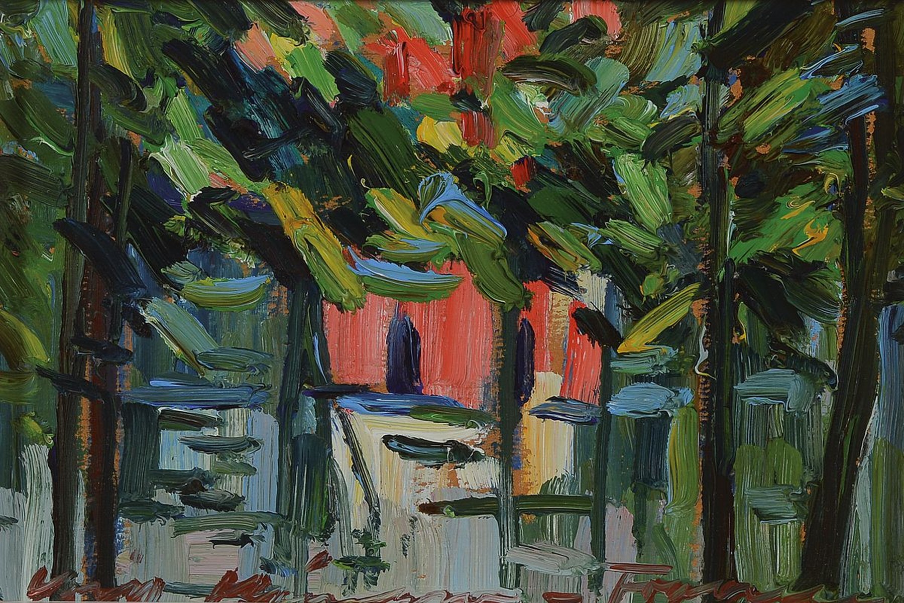 Detail b: Will Klinger-Franken, 1909 Veitshöchheim- 1986 Ramsau, Sammlung aus 5 Arbeiten in Öl auf Holz, alle signiert und gleich gerahmt, je ca. 20x28cm, R. ...