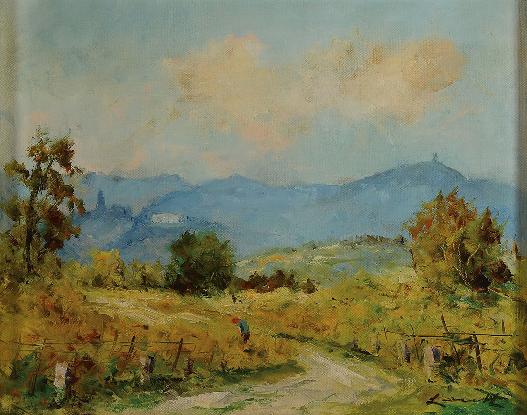 Robert Lauth, 1896-1985 Ludwigshafen, Blick vom Feuerberg auf Limburg, Öl/Malkarton, rechts unten signiert, ca. 40x50cm, R. ca. 54x64cm