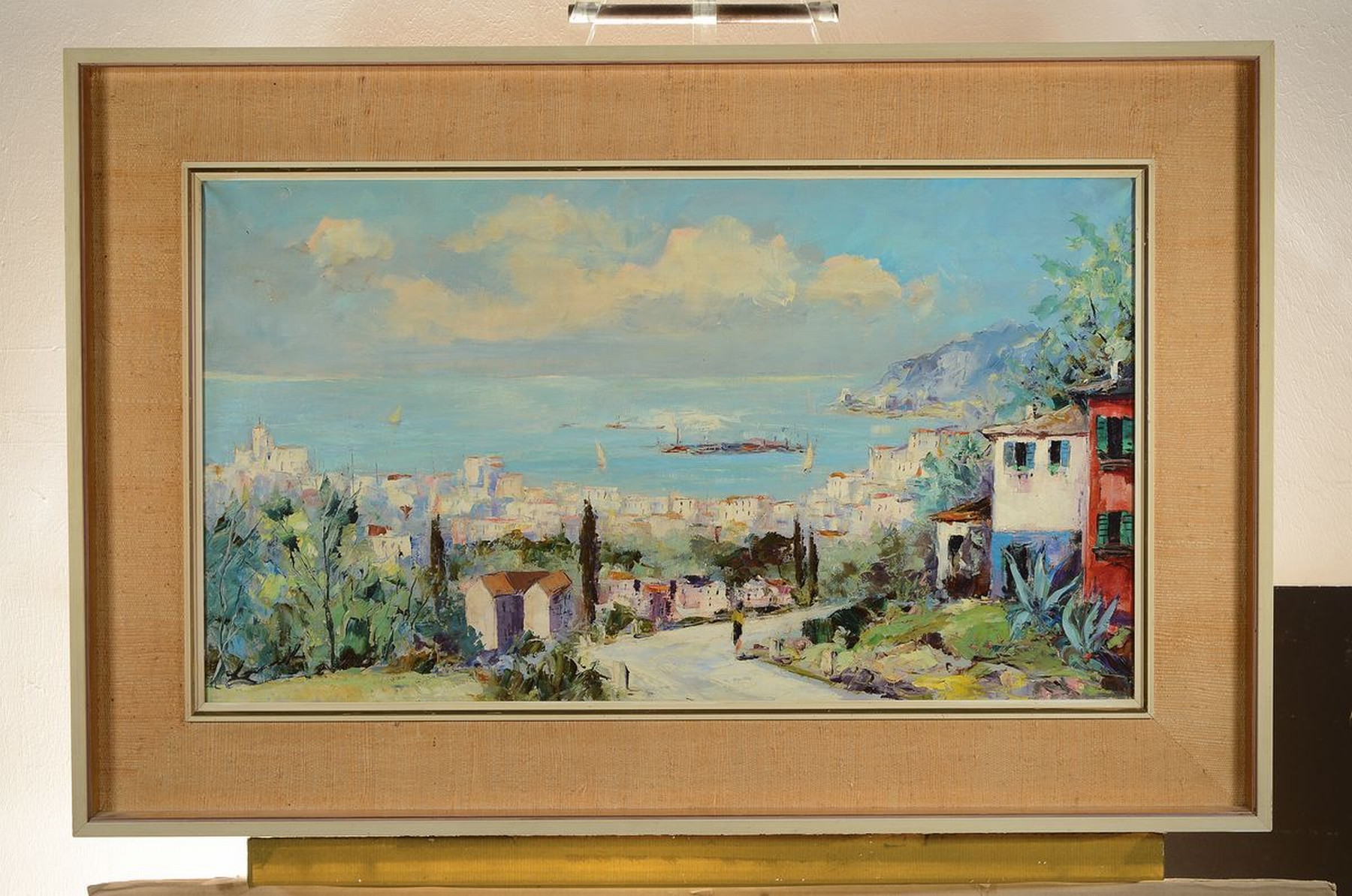 Detail k: Robert Lauth, 1896-1985 Ludwigshafen, Bucht von La Spezia, Öl/Lwd, links unten signiert, ca. 48x82cm, R. ca. 67x103cm