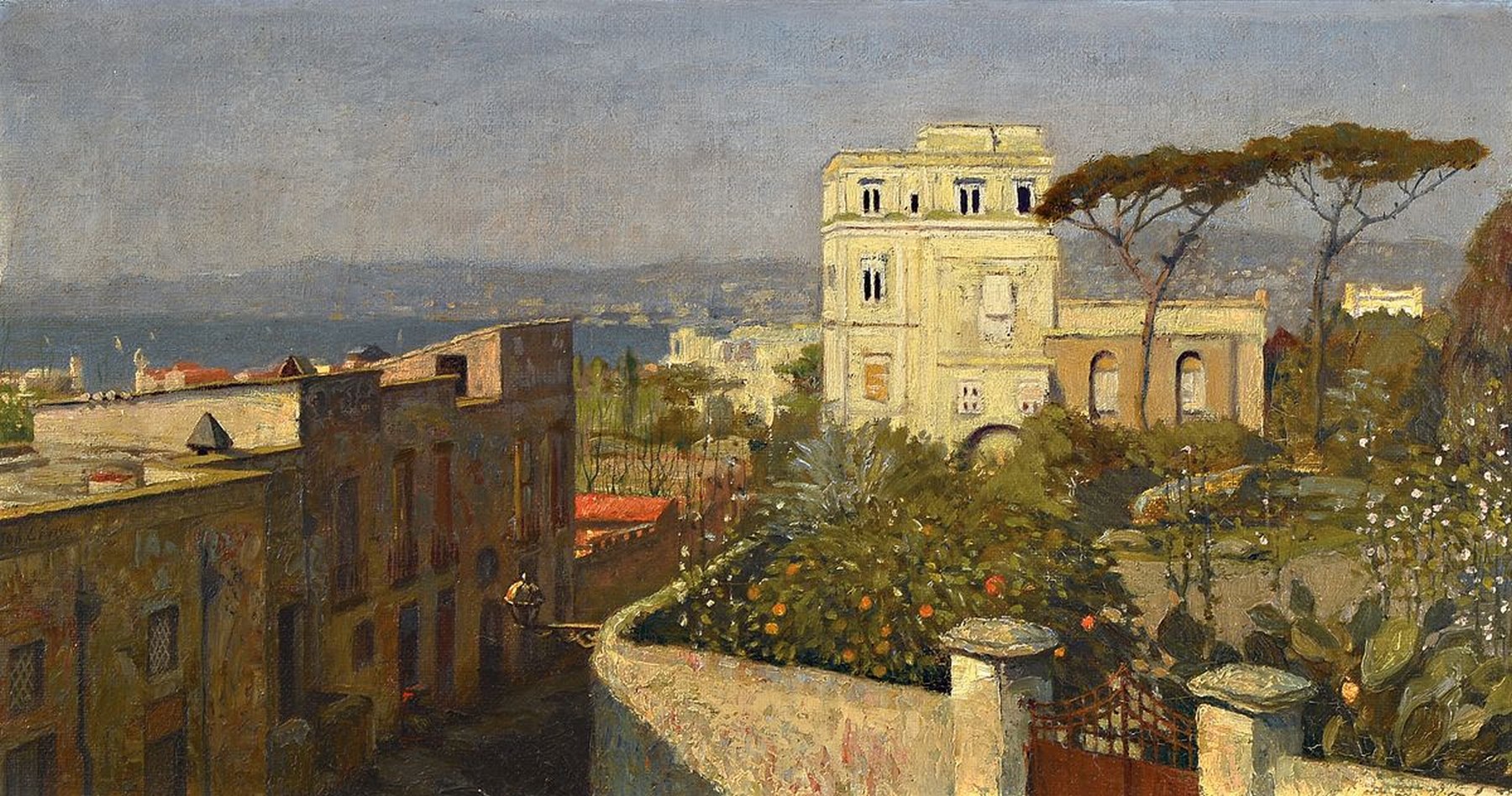 Johannes Linse, 1875 Rotterdam-1930 Den Haag, Stadtansicht, Öl/Lwd, seitlich links signiert, ca. 27x50cm, R. ca. 45x68cm