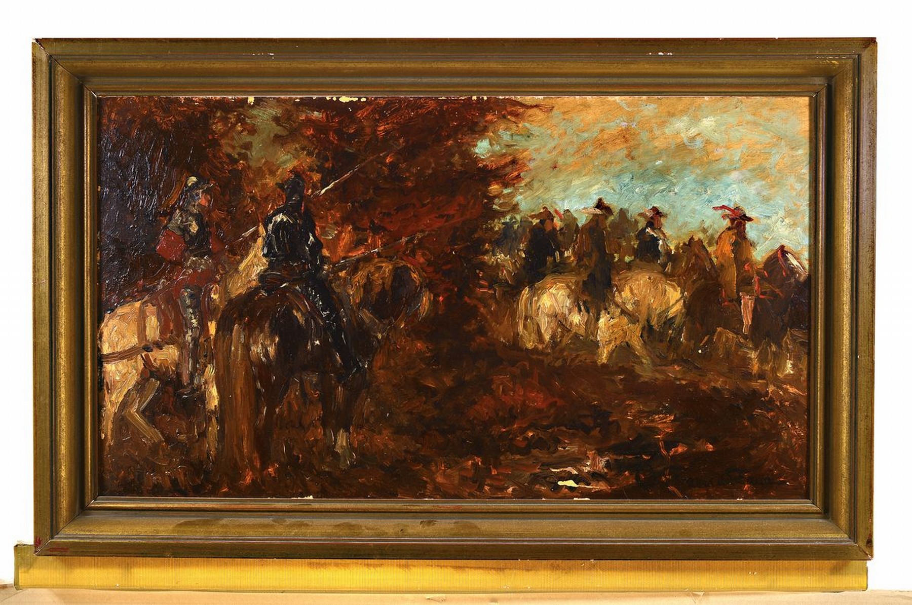 Detail k: Otto von Faber du Faur, 1828 Ludwigsburg-1901 München, Hinterhalt, rückseitig auf altem Ausst.-Etikett so betitelt, wohl die Schlacht bei ...
