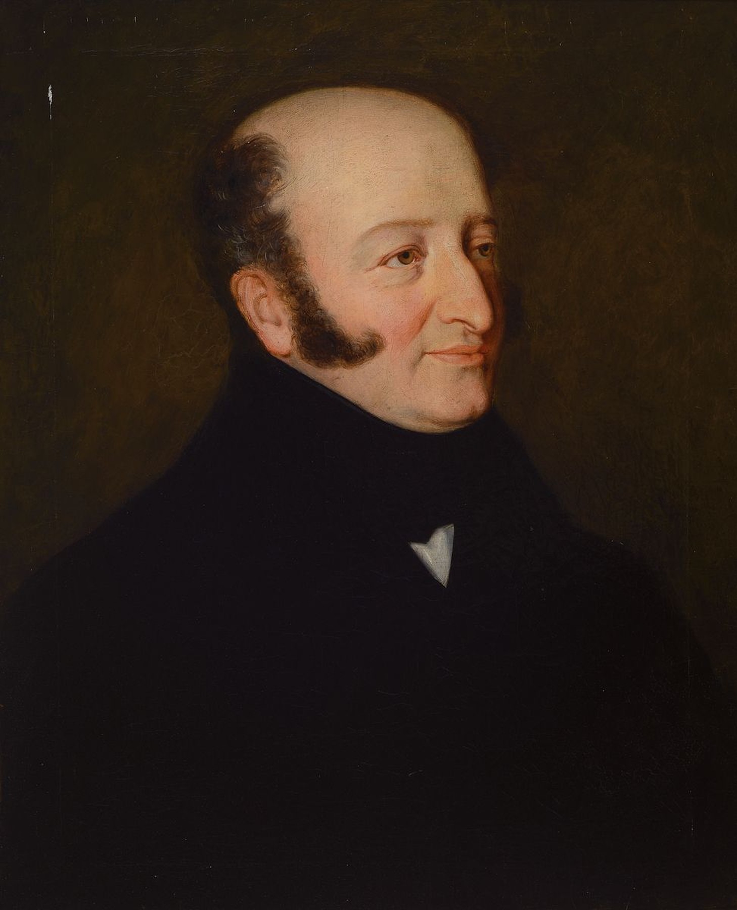 Unbekannter Künstler, deutsch, um 1820-30, Porträt eines Mannes, nach rechts blickend, Öl/Lwd, rest., doubliert, ca. 51x41cm, R. ca. 56x46cm