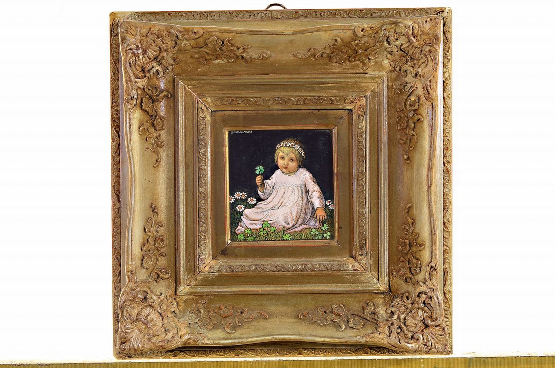 Detail k: Hans Huber-Sulzemoos, 1873 Sulzemoos-1951 München, Geburtstags-Kind, rückseitig so betitelt, Gouache auf Papier, links oben signiert, ca. 11x11cm, ...