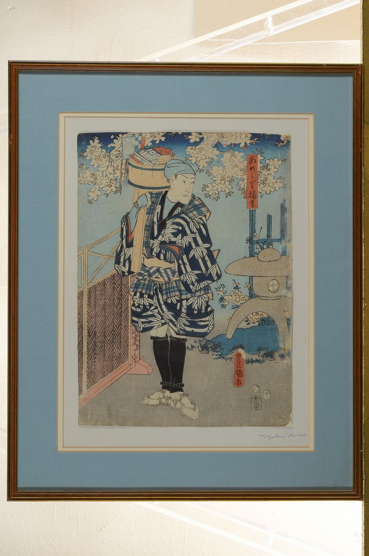 Detail k: Japanischer Farbholzschnitt, nach Toyokuni, um 1830, ca. 35x26cm, PP, u.Gl., R. ca. 52x42cm