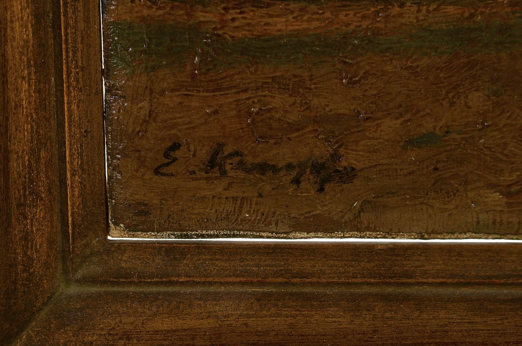 Detail a: Eugen Kampf, 1861 Aachen-1933 Düsseldorf, Flandrisches Bauerngehöft in der Dämmerung, Öl/Lwd, rest., links unten signiert, ca. 31.5x48cm, R. ca. ...