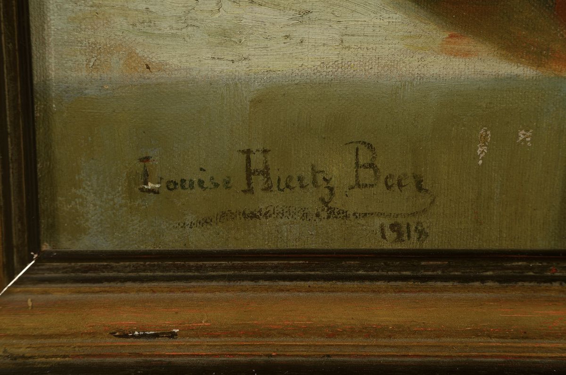 Detail a: Louise Hiertz-Been, datiert 1917, rauchende Frau im Schein einer Tischlampe, Öl/Lwd, links unten signiert und dat., ca. 33x42cm, R. ca. 39x47cm