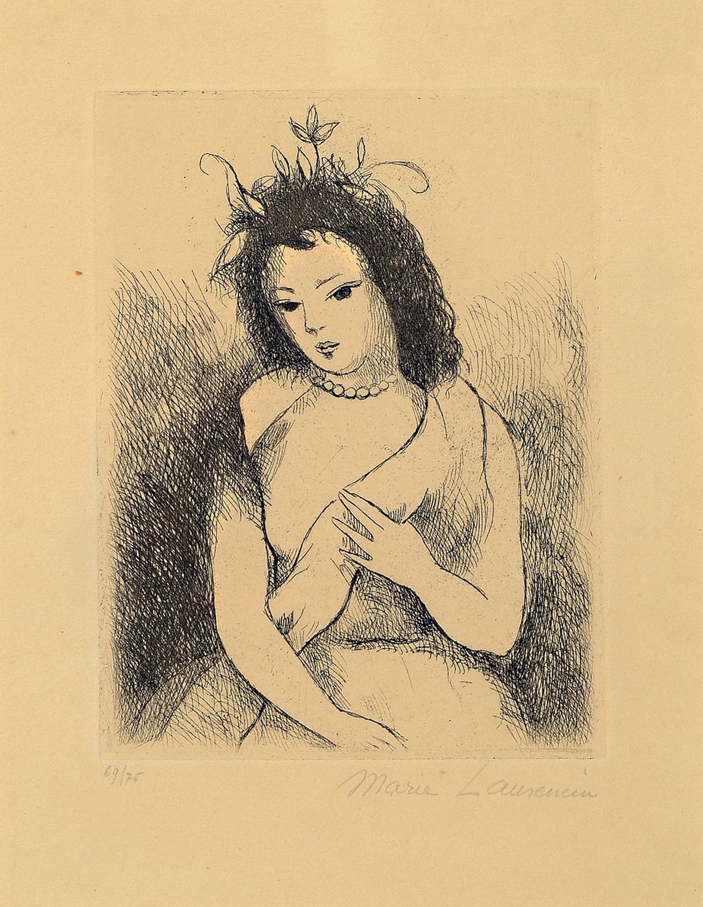 Marie Laurencin, 1883-1956, Fillette, Radierung, handsigniert und num. 69/75, ca. 16x12cm, PP, u.Gl., R. ca. 35x28cm