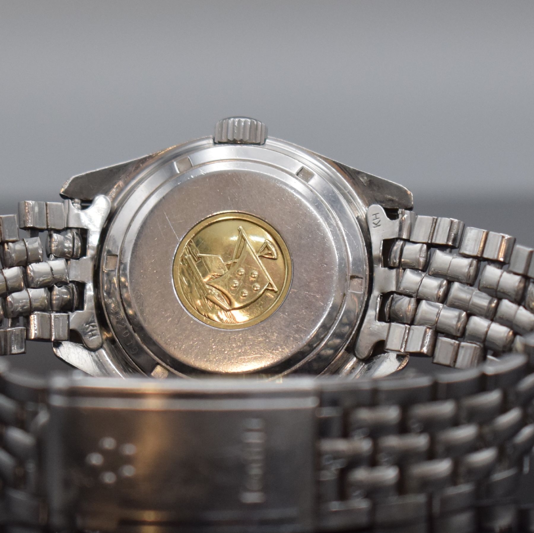 Detail f: ETERNA-MATIC KonTiki 20 Herrenarmbanduhr 37 mm mit original Gay Freres Band, Schweiz um 1970, Automatik, Edelstahlgehäuse, original Gliederband m. ...