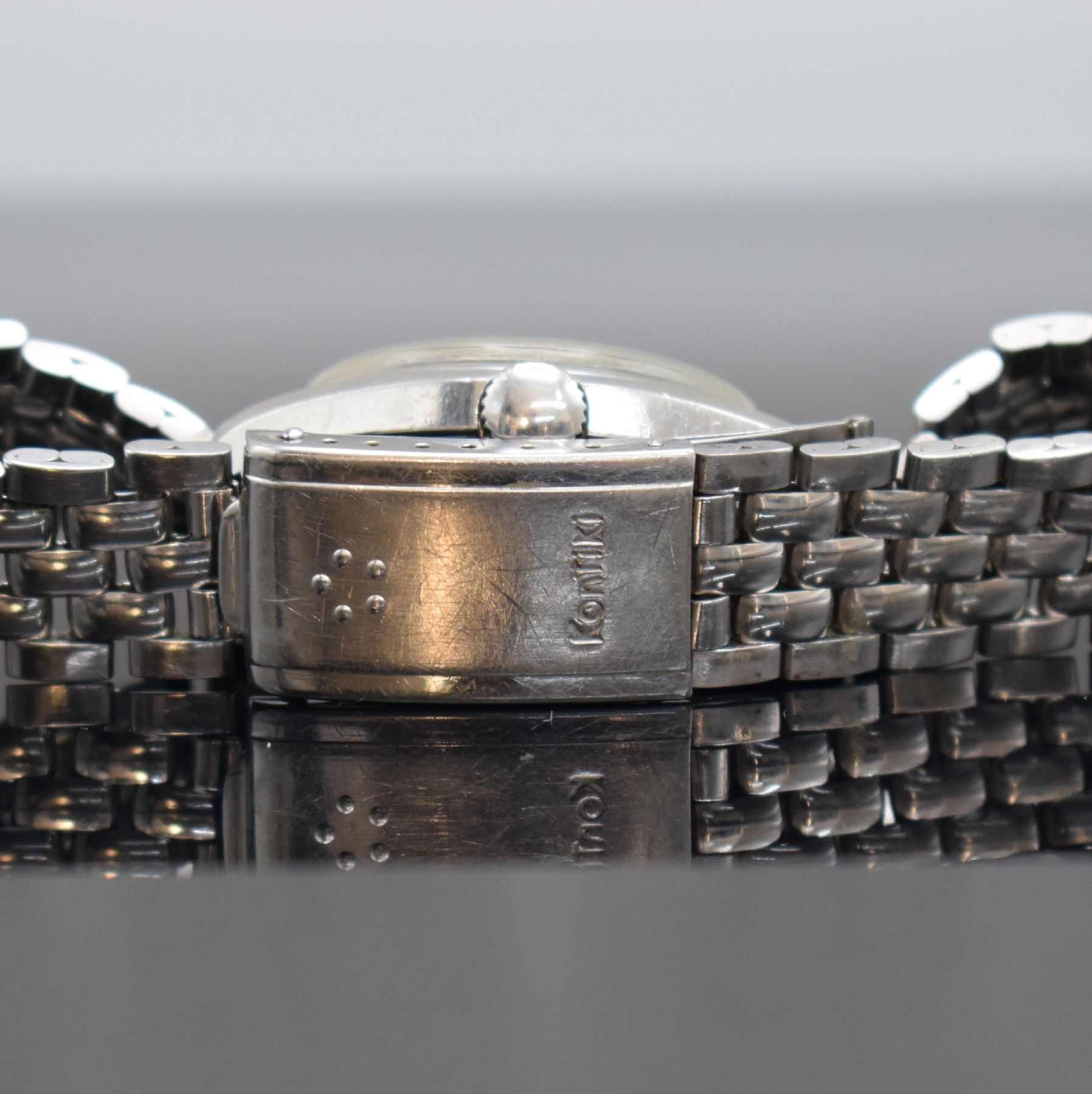 Detail g: ETERNA-MATIC KonTiki 20 Herrenarmbanduhr 37 mm mit original Gay Freres Band, Schweiz um 1970, Automatik, Edelstahlgehäuse, original Gliederband m. ...