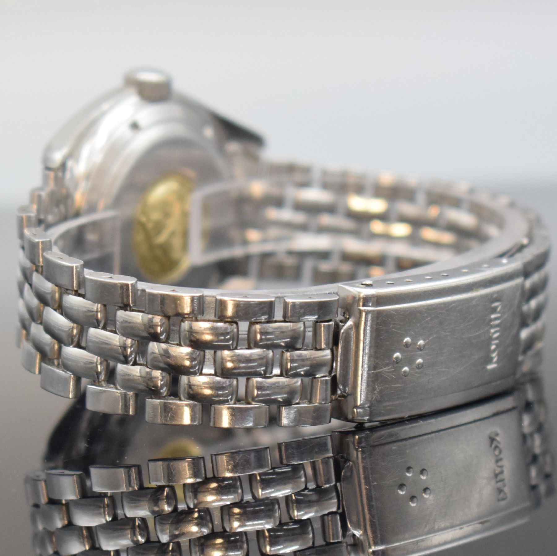 Detail j: ETERNA-MATIC KonTiki 20 Herrenarmbanduhr 37 mm mit original Gay Freres Band, Schweiz um 1970, Automatik, Edelstahlgehäuse, original Gliederband m. ...