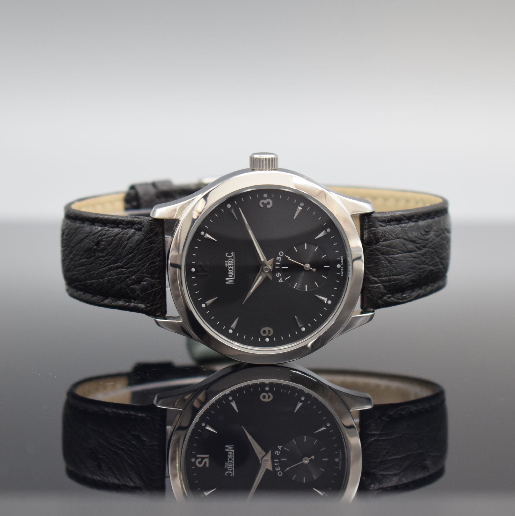 MARCELLO C limitierte Herrenarmbanduhr mit Kal. AS 1130, Schweiz um 2005, limitierte Auflage v. 222 Stück, beids. vergl. Edelstahlgeh., Boden 6-fach ...