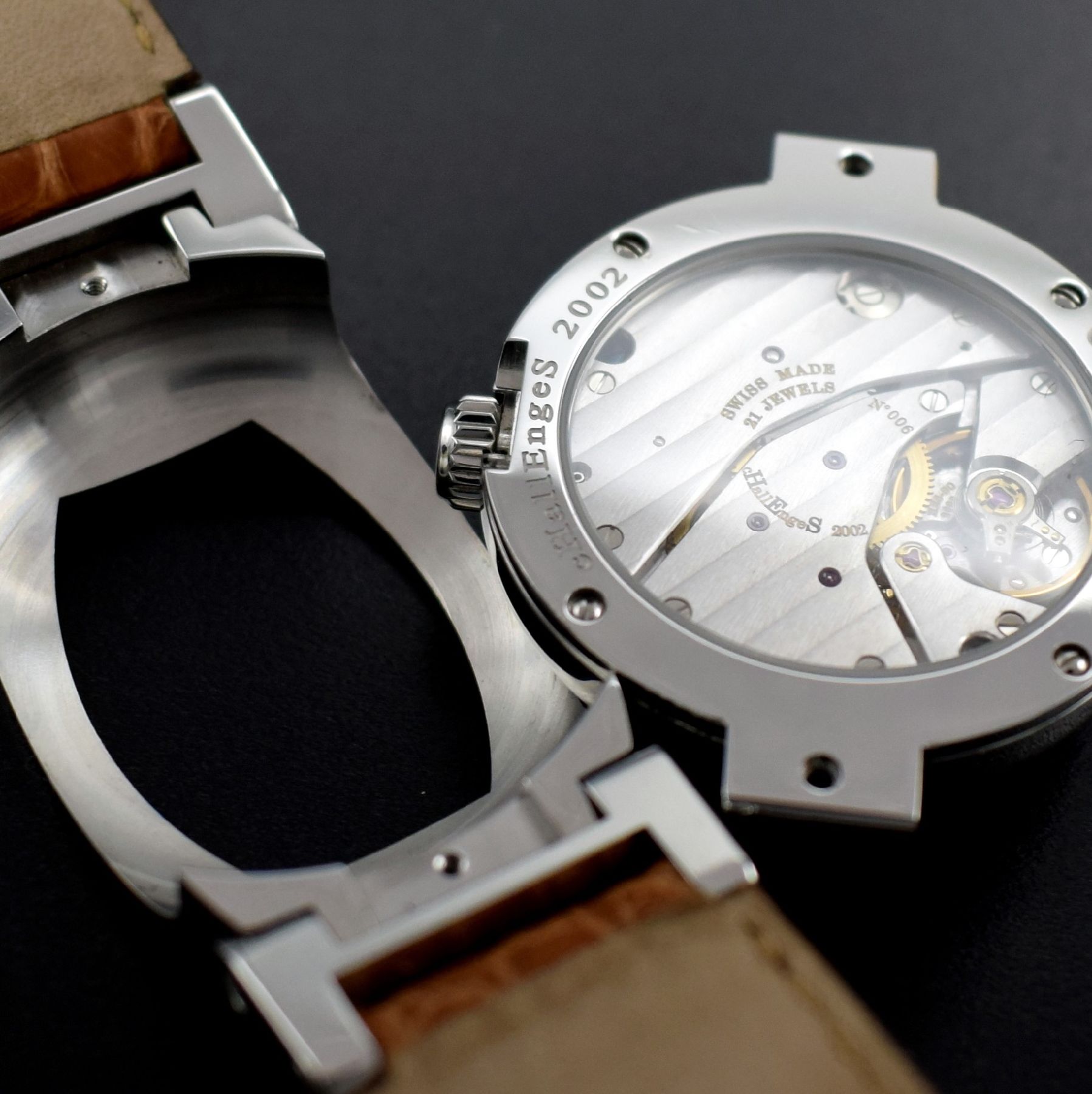 Detail n: CHALLENGES 2002 sehr seltene auf 100 Stück limitierte Schularmbanduhr in Edelstahl, Schweiz um 2002, Handaufzug, ausgefallenes & aufwendiges, beids. ...