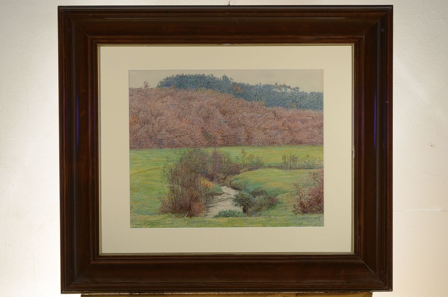 Detail k: Carl Bantzer, Ziegenhain 1857 -, 1941 Marburg, Mitglied der Willinghäuser Malerkolonie (Schwalm), hier: Pastell/Papier, Bachlandschaft, re. u. ...