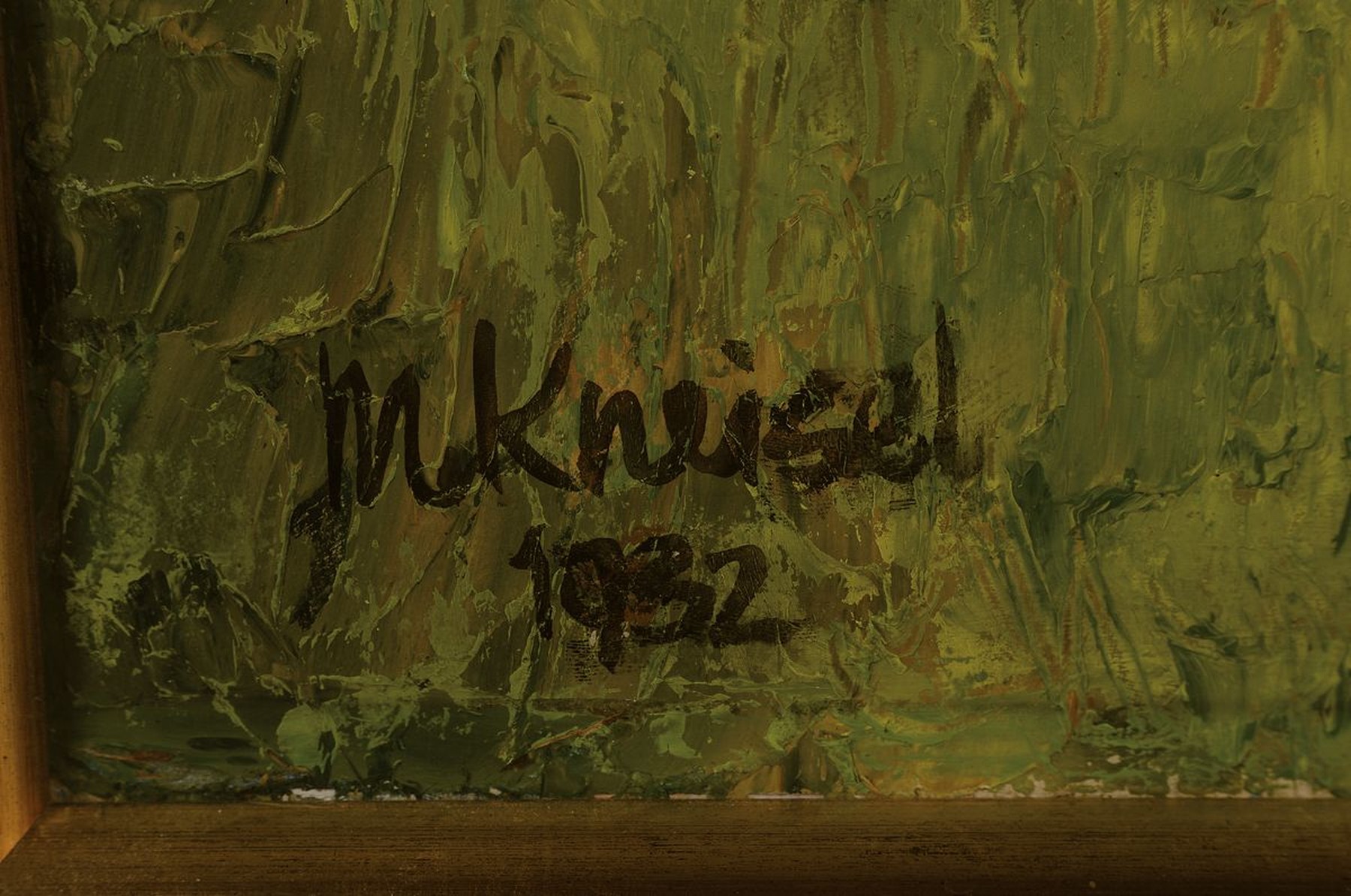Detail a: Max Kneisel, 1900 - 1976, Mitglied der Malergruppe Kasseler Sezession, expressionistische Landschaft, "Dorf in Hessen", 1932, Öl/Holz, ...