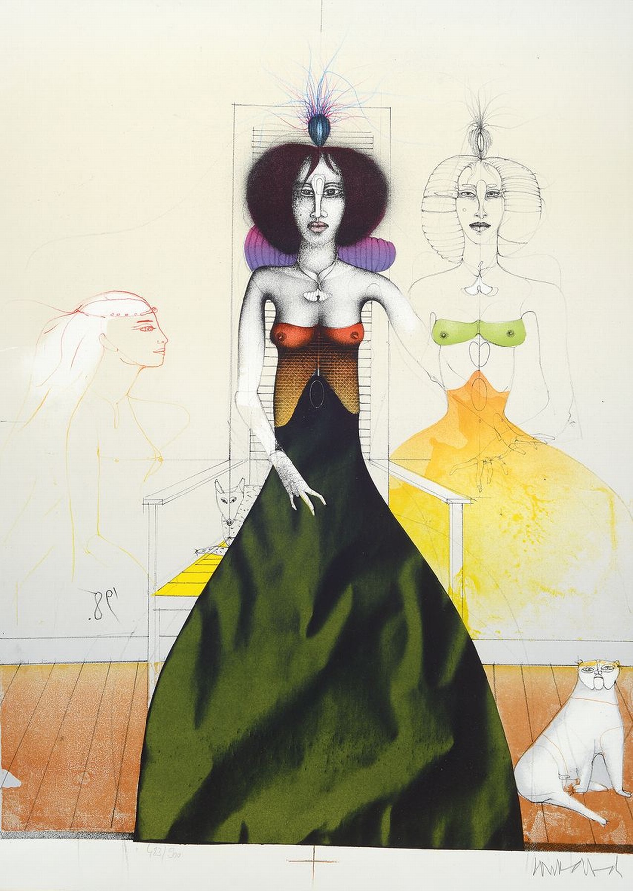 Paul Wunderlich, 1927-2010, Konvolut aus 2 Farblithographien, num. 78/80 und 483/900, beide sign., je ca. 66x50cm,
