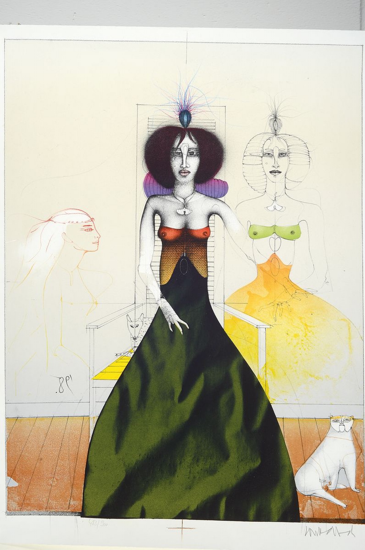 Detail k: Paul Wunderlich, 1927-2010, Konvolut aus 2 Farblithographien, num. 78/80 und 483/900, beide sign., je ca. 66x50cm,