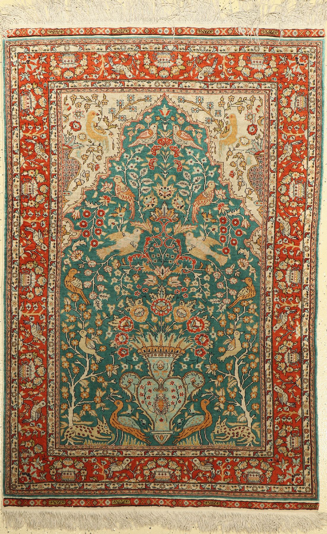 Kayseri Seide fein, Türkei, um 1960, reine Naturseide, ca. 153 x 102 cm, EHZ: 2