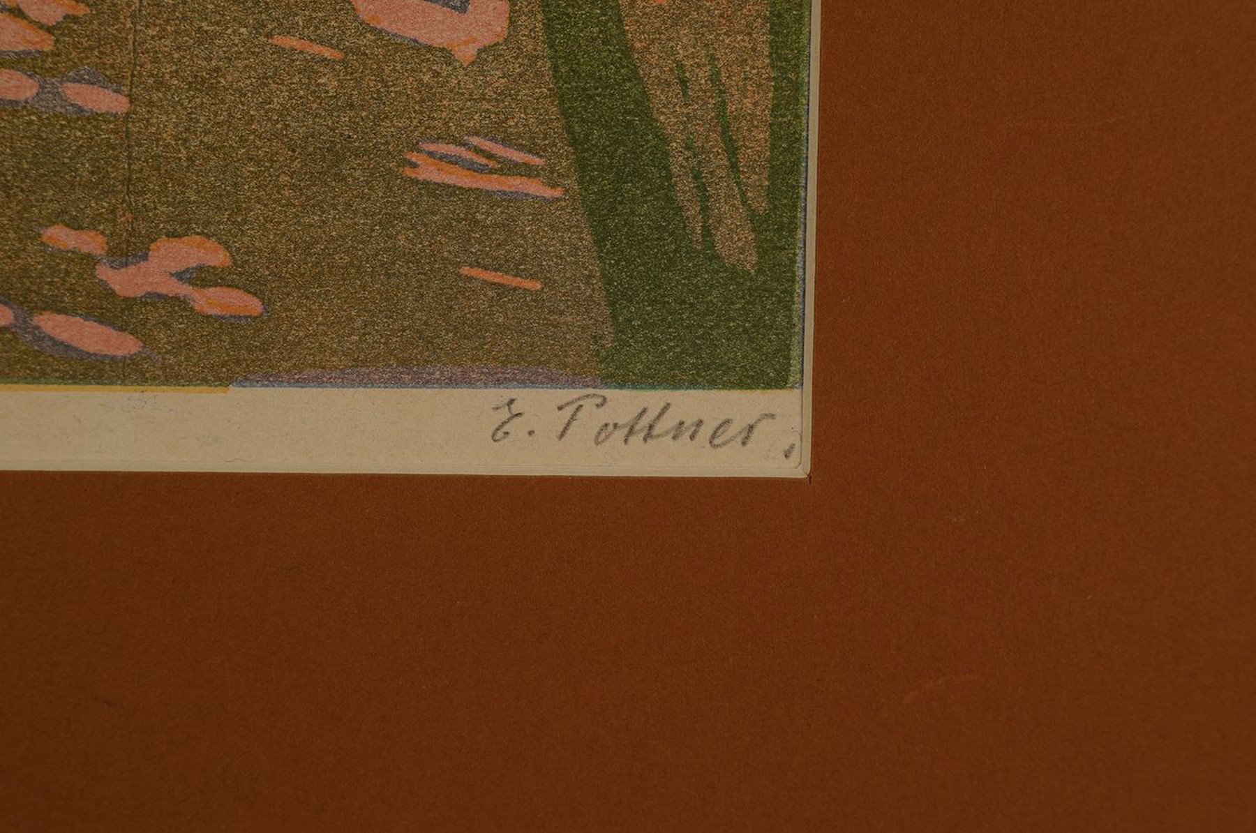 Detail b: Emil Pottner, 1872-1942, 2 Farblithographien, beide handsigniert: Truthähne ca. 18x22cm und Hauswand ca. 28x21cm