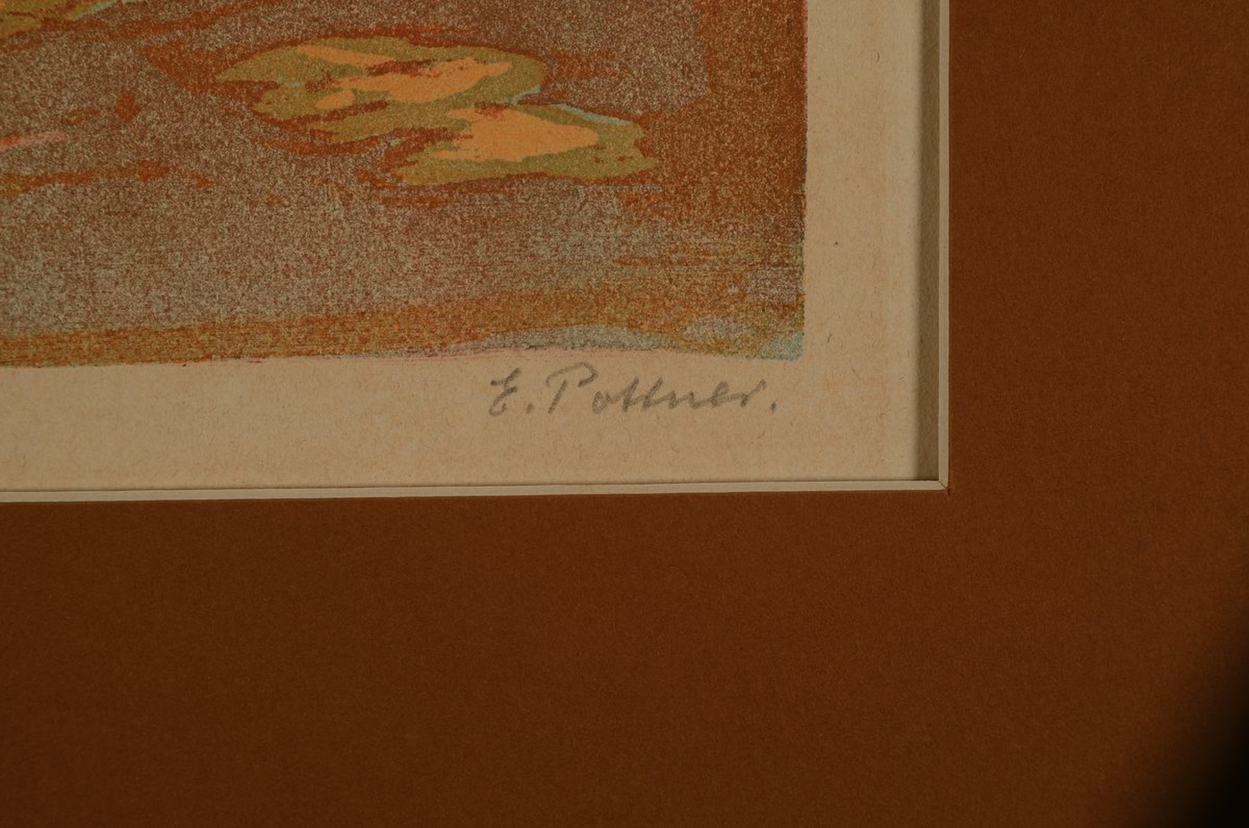 Detail c: Emil Pottner, 1872-1942, 2 Farblithographien, beide handsigniert: Truthähne ca. 18x22cm und Hauswand ca. 28x21cm