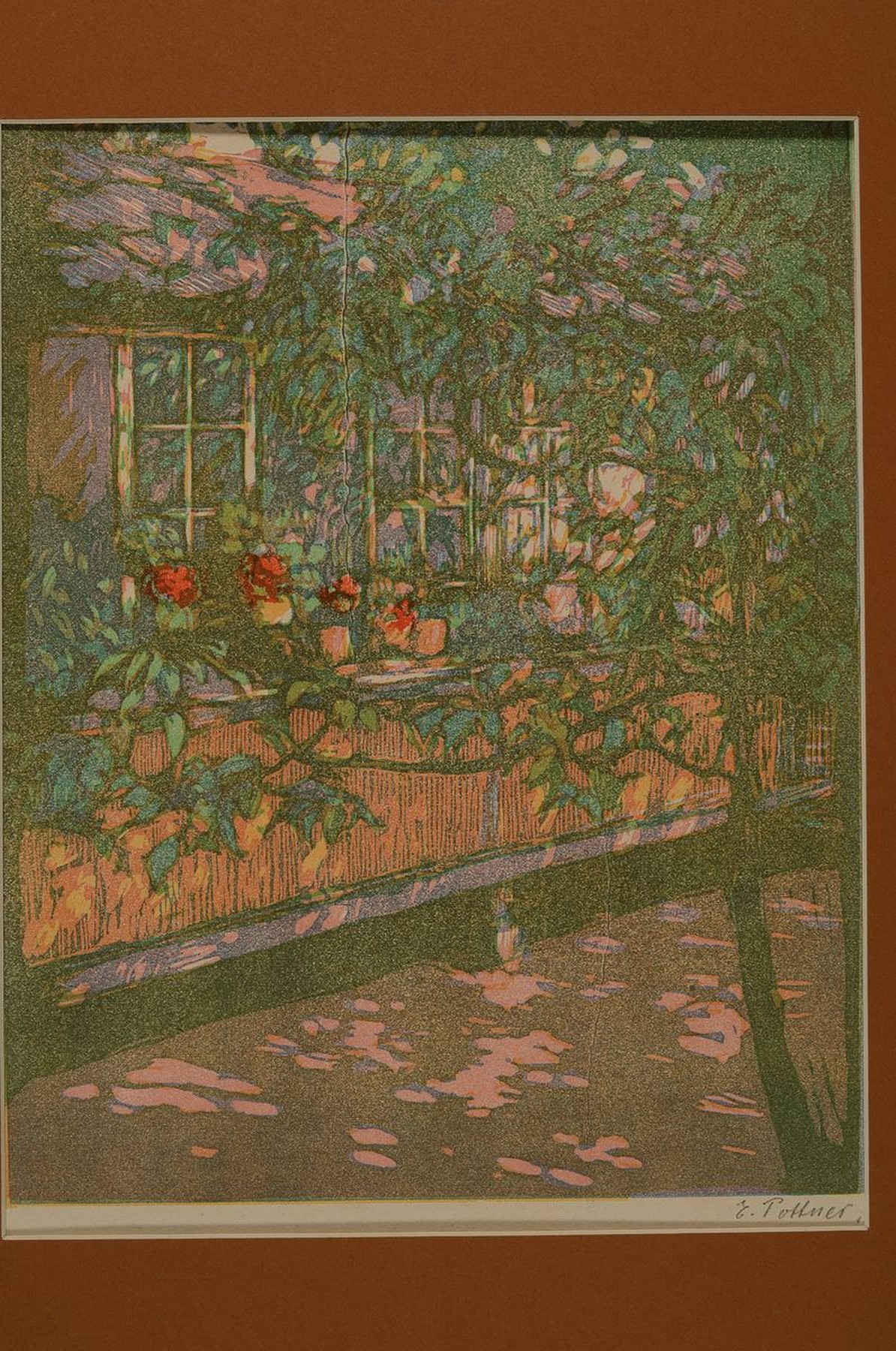 Detail k: Emil Pottner, 1872-1942, 2 Farblithographien, beide handsigniert: Truthähne ca. 18x22cm und Hauswand ca. 28x21cm