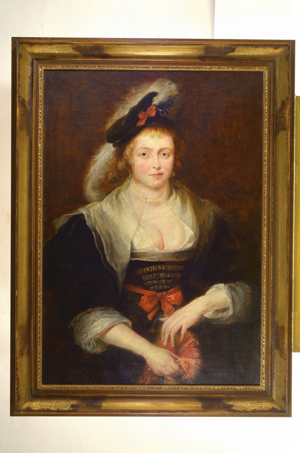 Detail k: Kopist, 2. Hälfte 19. Jh., nach einem Gemälde von Peter Paul Rubens, Porträt der Helene Fourment, Öl/Lwd, unsigniert, ca. 97 x 68 cm, Rahmen: 116 ...