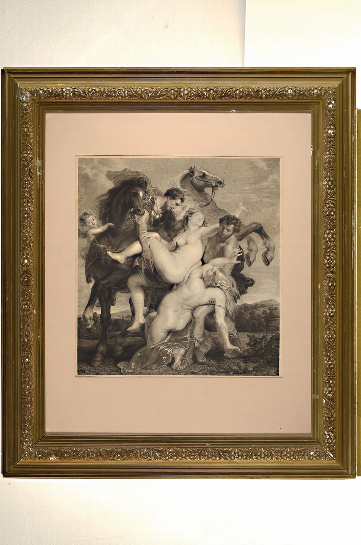 Detail k: Ferdinand Wolfgang Flachenecker, 1792 Zirndorf-nach 1847, Entführung der Phoebe und Elaira, Raub der Töchter des Leukippos, Lithographie, nach ...
