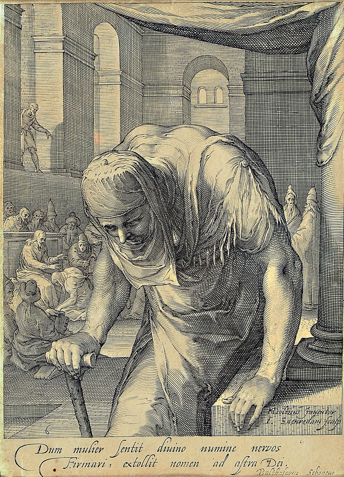 Detail a: Hendrick Goltzius, 1558 Mühlbracht - Haarlem 1617, gestochen von Balthasar Schoneus, zwei Kupferstiche, 19 x 13 cm, unter Glas, Rahmen, l. best.