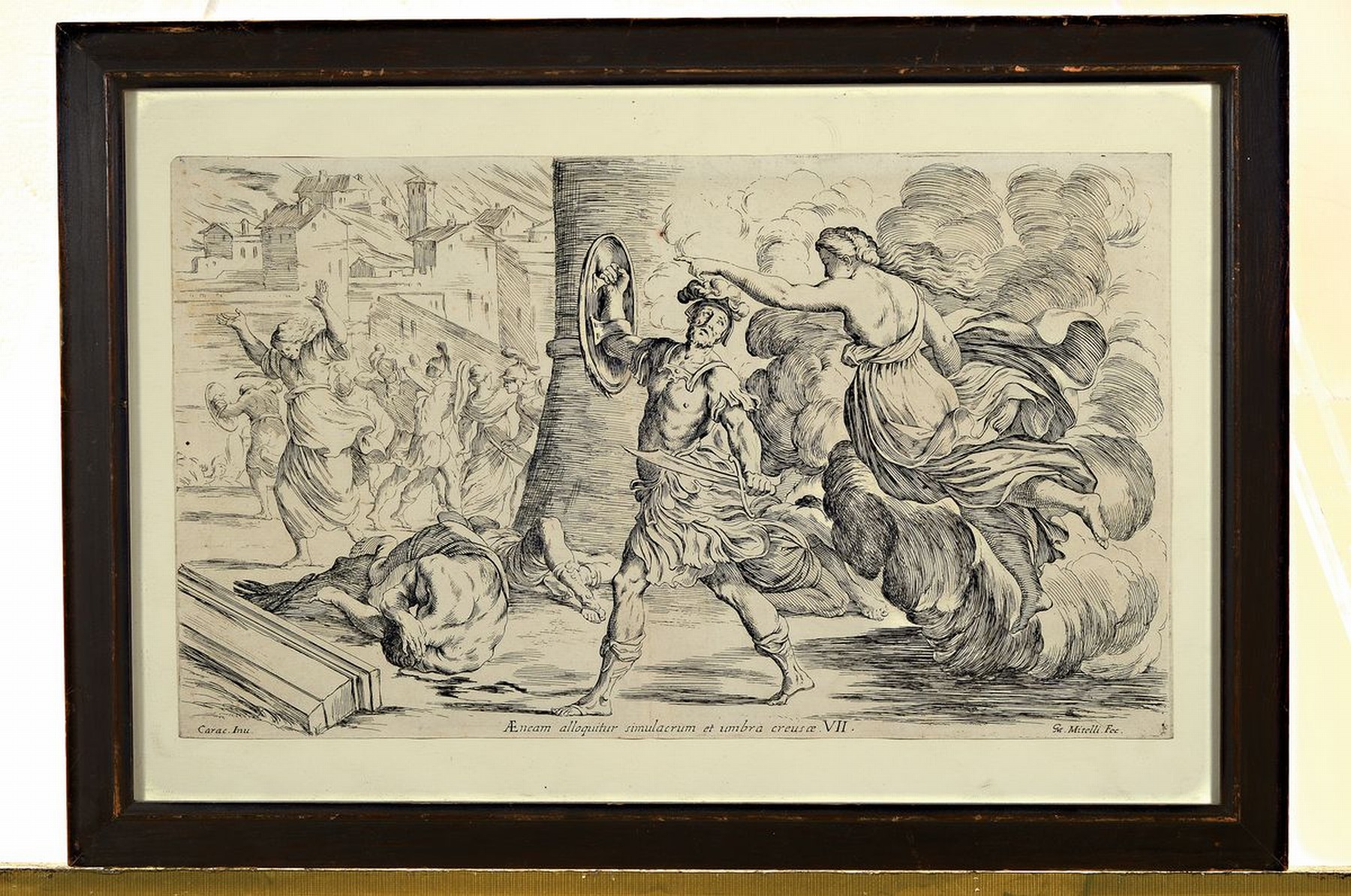 Detail k: Guiseppe Maria Mitelli, 1663 - 1718, Kupferstich, L'enea vagante, bet. "Aeneam alloquitur simulacrum et umbra creusae VII", bez. GM. ...