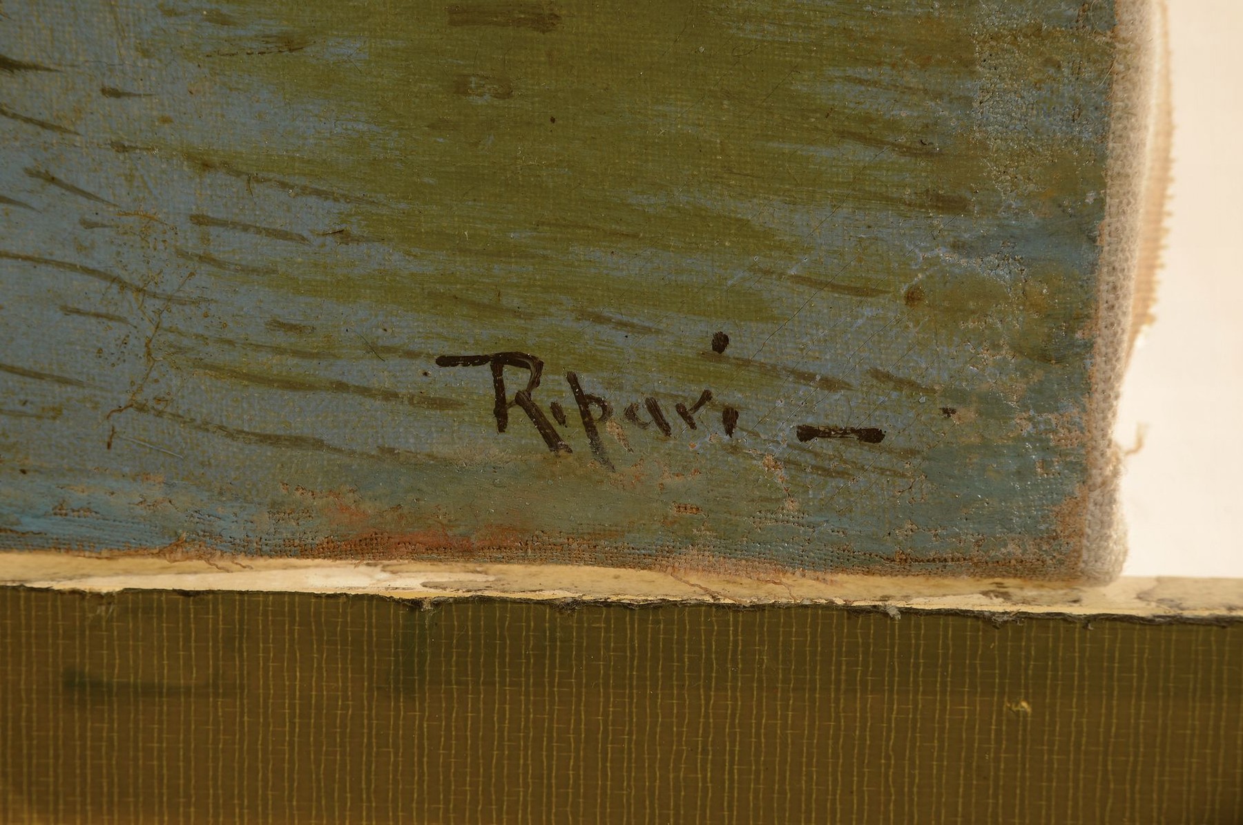 Detail a: Virgilio Ripari, 1843 Asola - 1902 Mailand, Ansicht von Venedig, Öl/Lwd, signiert, leicht beschädigt bzw. li. mit Leinwand Beschädigung, ca. 36 x ...