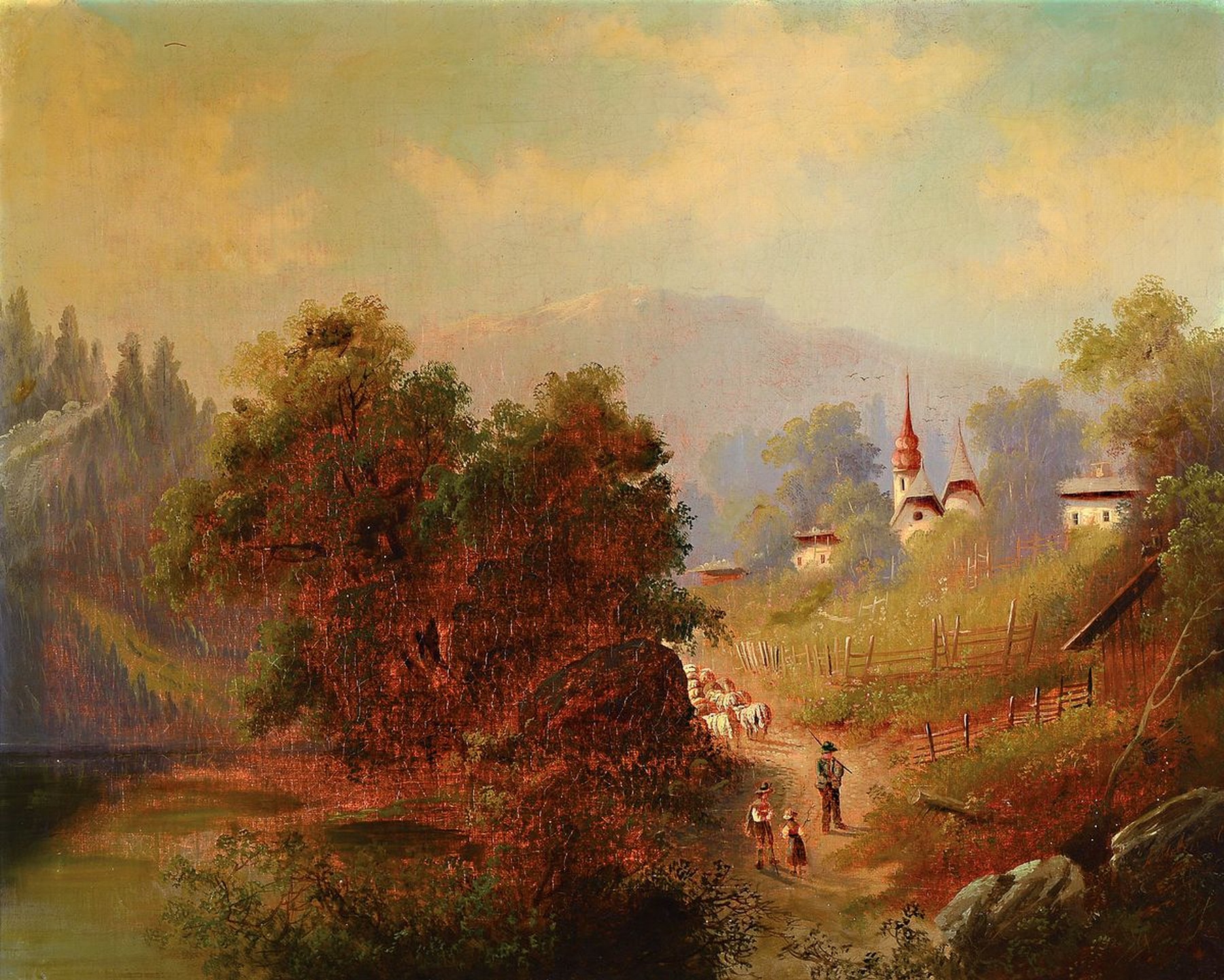 G. Melzer, Spätromantischer Maler, 2. Hälfte 19. Jh., Partie bei Amstetten, Öl/Lwd, signiert, ca.55 x 68 cm, Rahmen