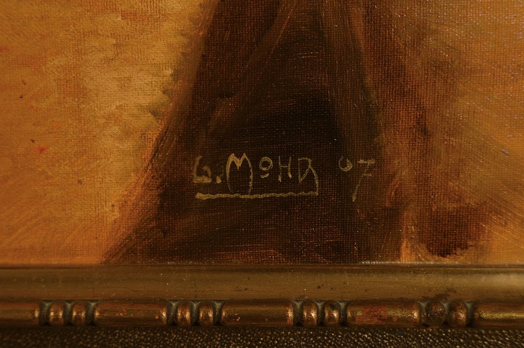 Detail a: G. Mohr, Anfang 20. Jh., Stillleben mit Blumenkohl und Steinzeugkanne, Öl/Malkarton, signiert und dat. 07, ca. 51 x 67 cm
