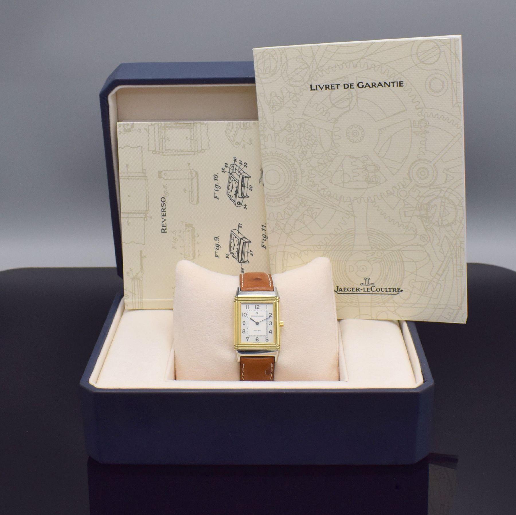 Detail j: Jaeger-LeCoultre Armbanduhr Reverso, Schweiz um 2000, Handaufzug, Ref. 250.5.86, um 180 Grad drehbares Wendegeh. in Edelstahl/Gold komb. m. neutr. ...