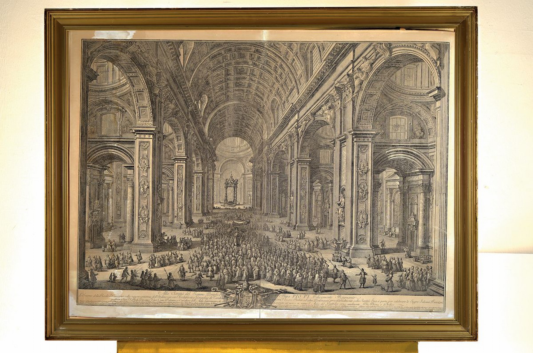 Detail k: Guiseppe Vasi, 1710 Corleone - Rom 1782, L'inferno della Basilica Vaticana, 1774, Kupferstich, zweiteilig, mit Deckweiß übermalte ...