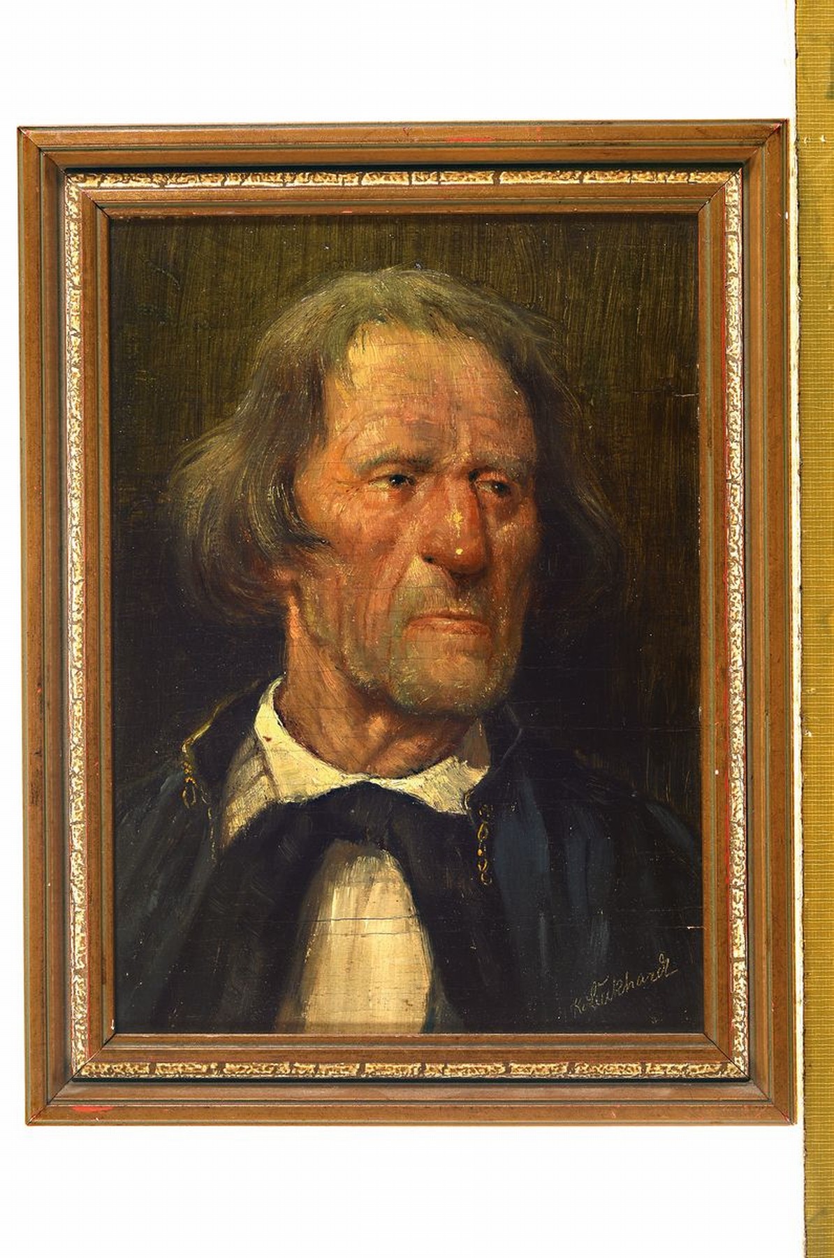 Detail k: Karl Luckhardt, 1886-1970 Frankfurt/Main, Porträt eines grauhaarigen Charakterkopfes, Öl/Holz, rechts unten signiert, ca. 24x17.7cm, R.