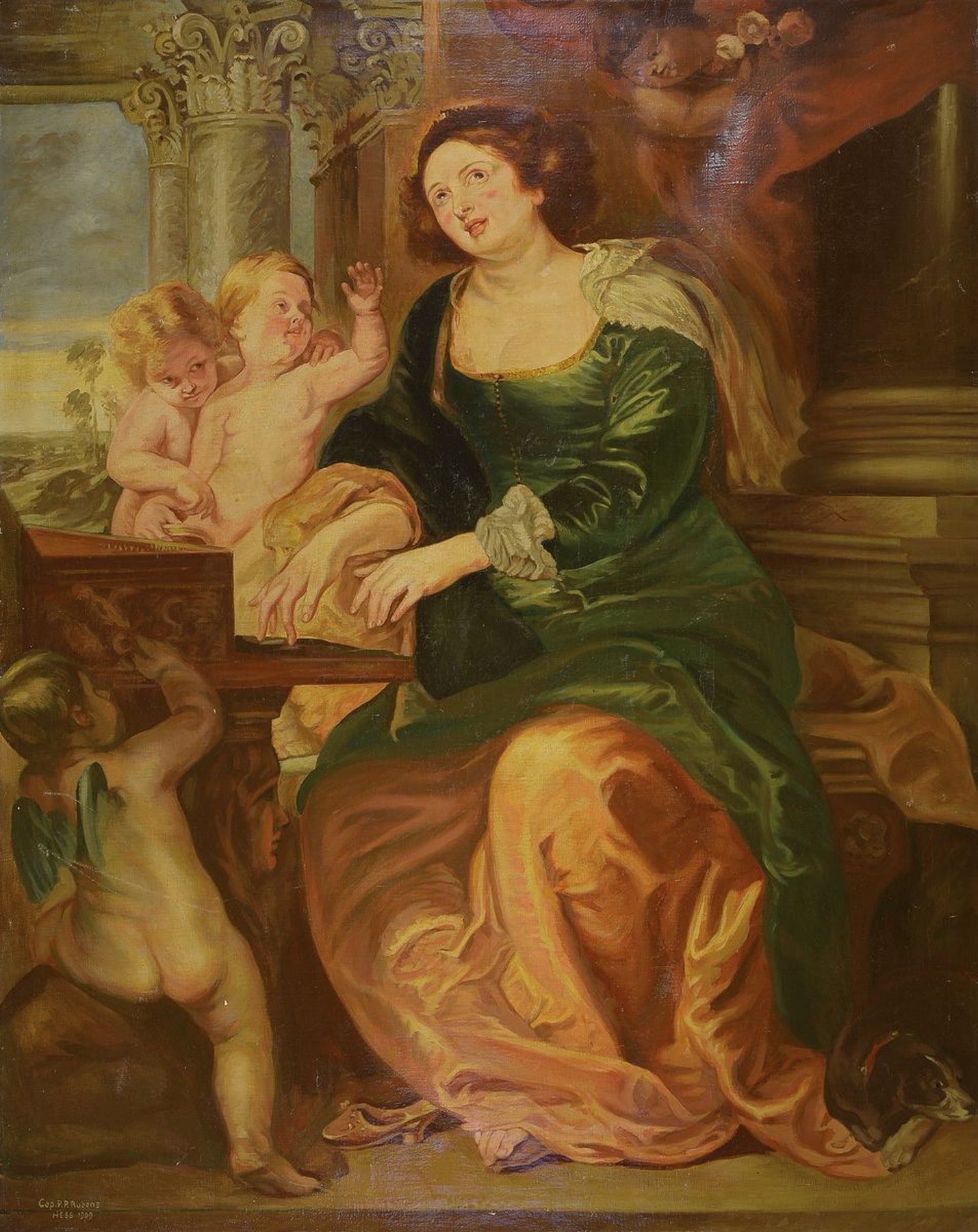 Kopie nach Peter Paul Rubens, bez. Cop. P.P. Rubens 1959, Öl/Lwd, z.T. Kratz- und Altersspuren, ca. 100 x 80 cm