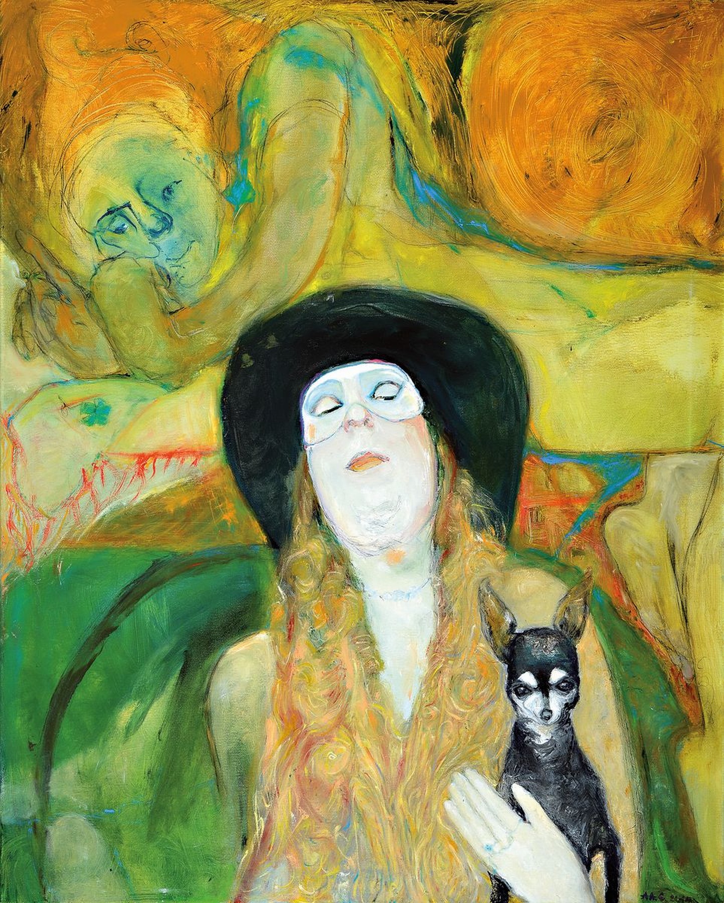 Angelina Androvic Gradisnik, geb. 1937 Cajnice/Jugoslawien, Studium an der Kunsthochschule Belgrad, Hier: "Muse", Öl/Lwd, sign., dat. ...