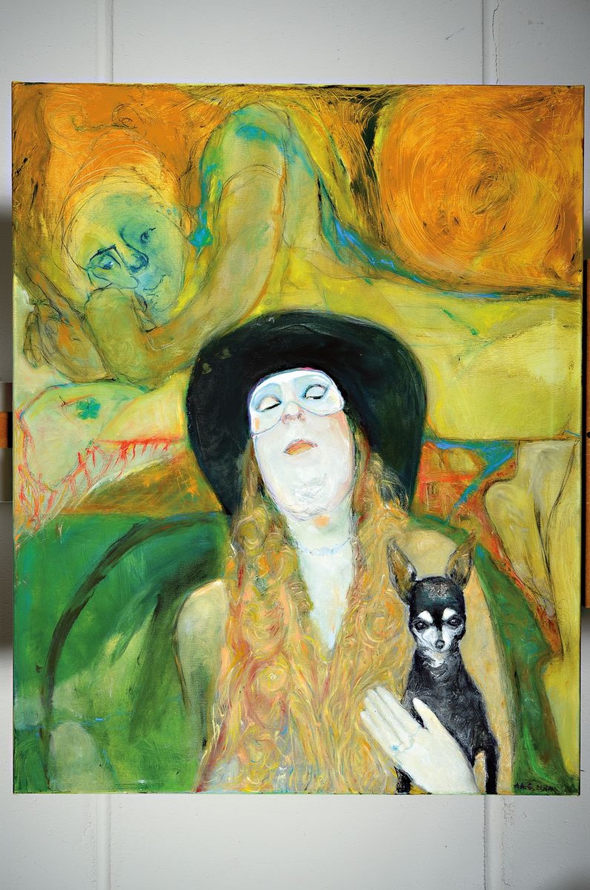 Detail k: Angelina Androvic Gradisnik, geb. 1937 Cajnice/Jugoslawien, Studium an der Kunsthochschule Belgrad, Hier: "Muse", Öl/Lwd, sign., dat. ...