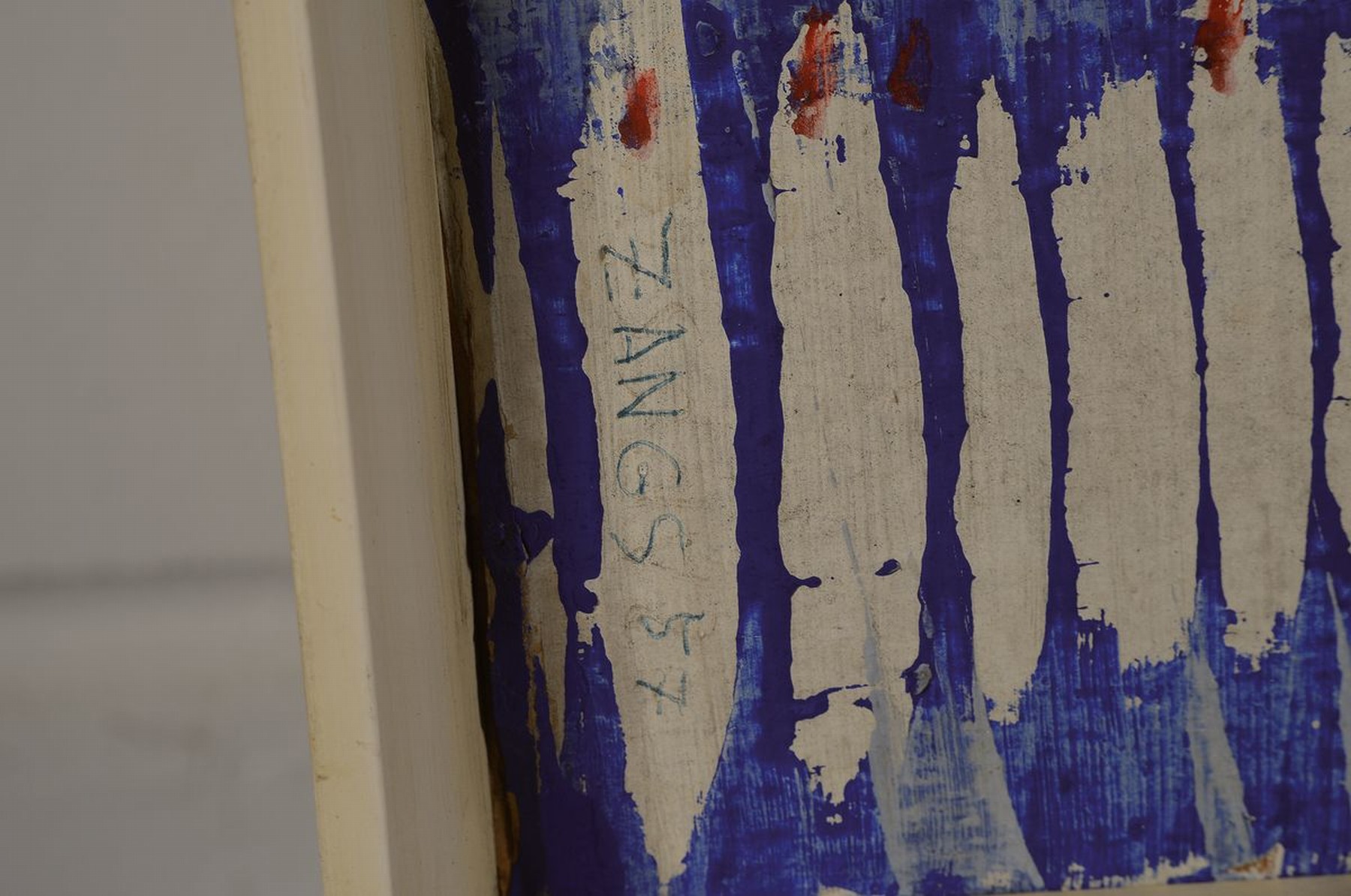 Detail a: Herbert Zangs, 1924-2003, Scheibenwischerbild von 1957, Acryl auf Wellpappe, rechts unten signiert und datiert, ca. 68x33cm, R.