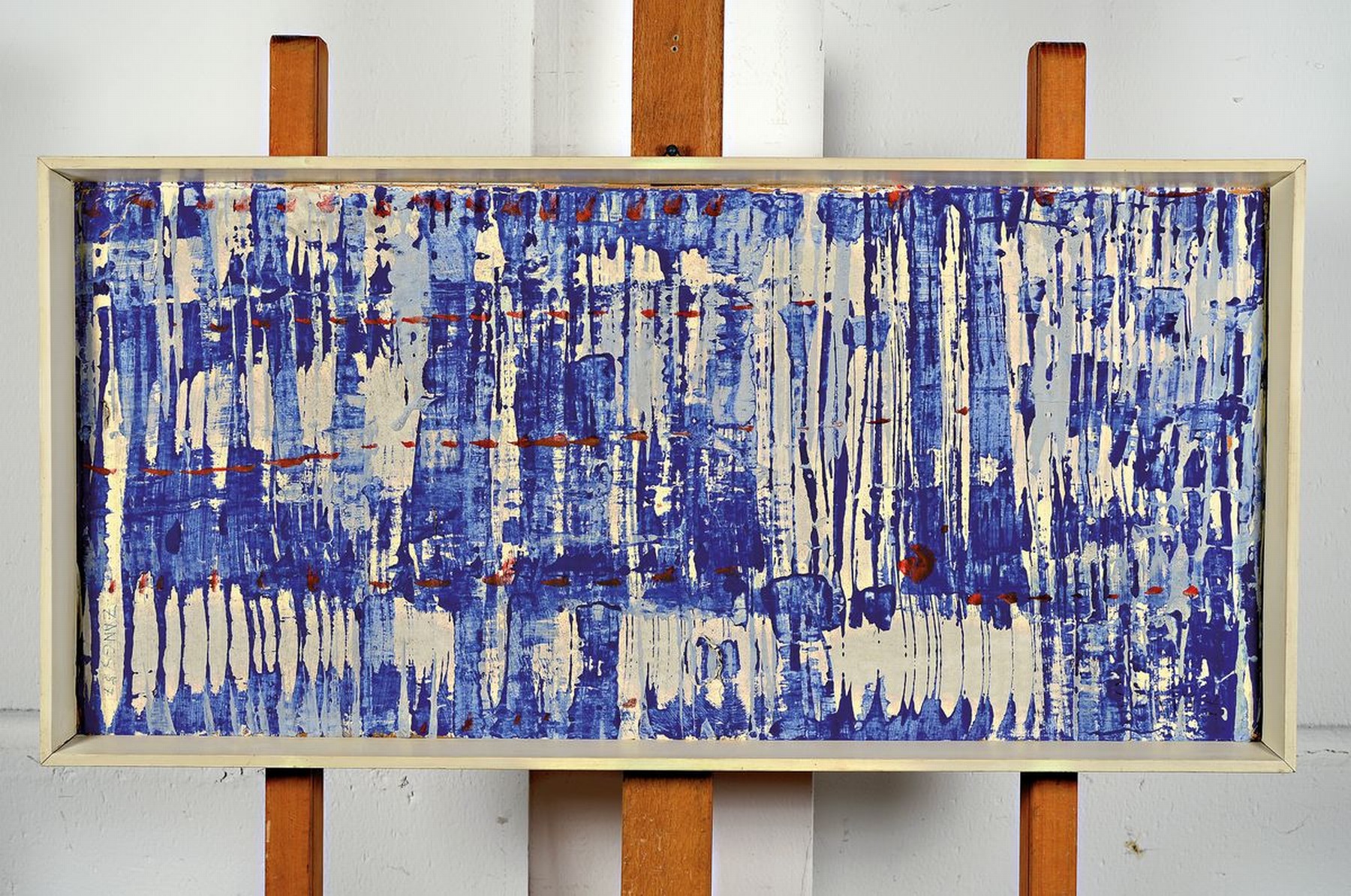 Detail k: Herbert Zangs, 1924-2003, Scheibenwischerbild von 1957, Acryl auf Wellpappe, rechts unten signiert und datiert, ca. 68x33cm, R.