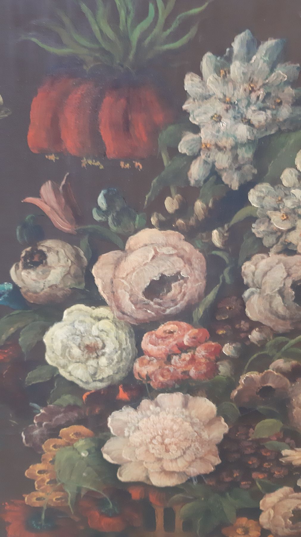 Detail c: Anton Weiss, 1801 Falkenau-1851 Böhmisch Leipa, Üppiges Blumenstillleben, Öl/Holz, rechts unten signiert, mit Oberflächen- und Altersschäden, ...