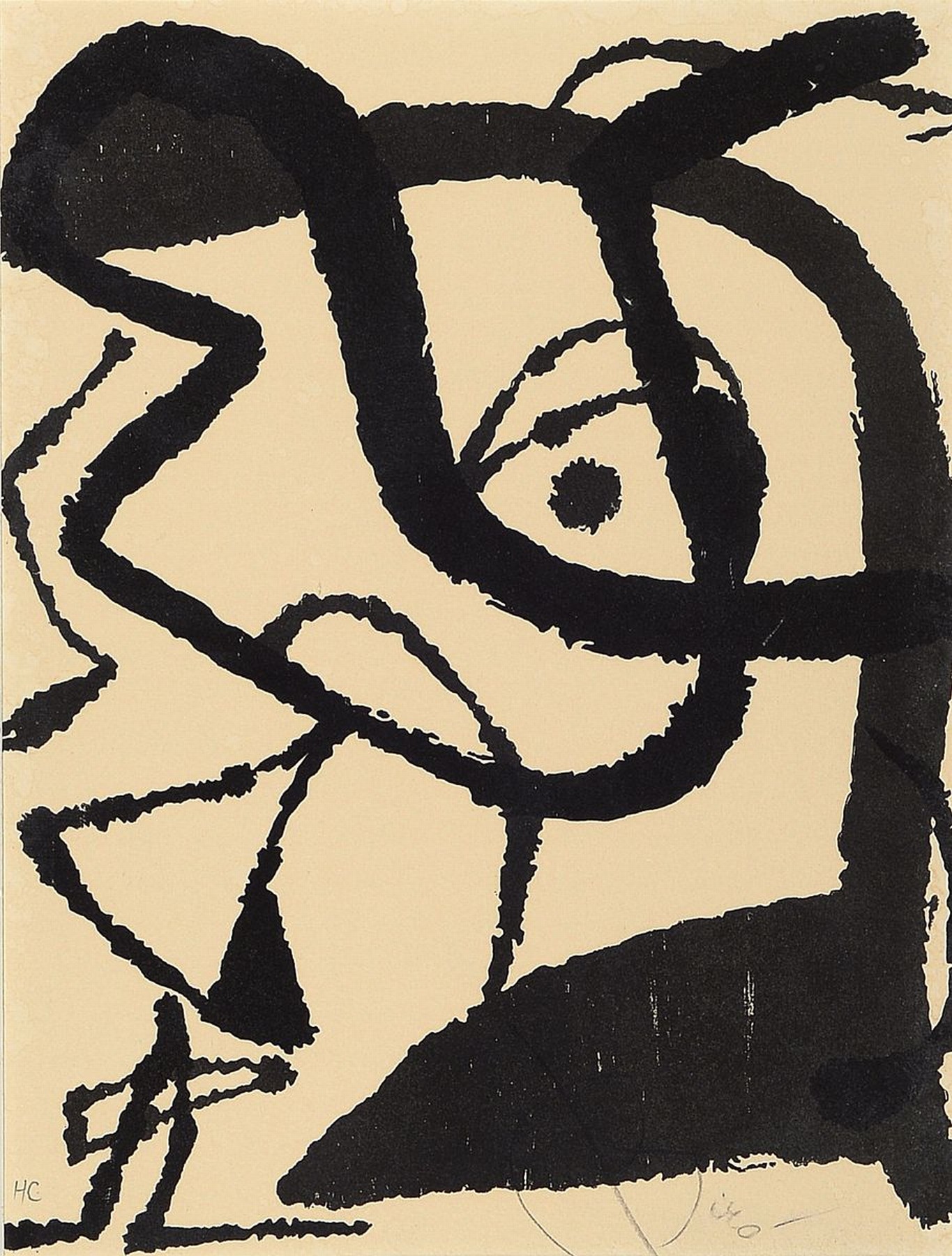 Joan Miro, geb. 1893-1983, Lithografie, handsign.num. HC, ohne Glas gerahmt, R.gesamt ca. 70X53 cm