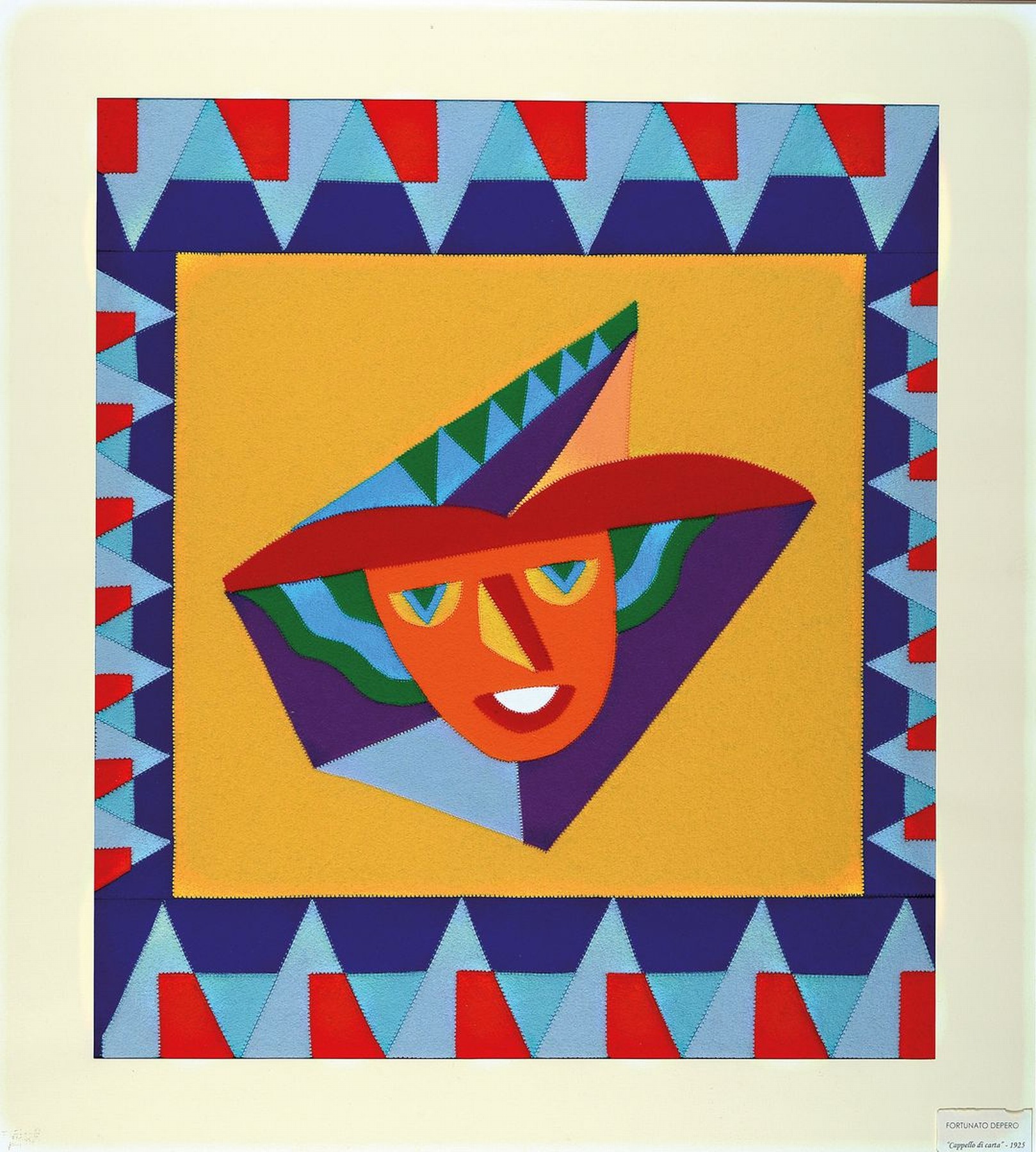 Fortunato Depero, Fondo 1892- Rovereto 1960, "Capello di Carta", 1925, Filzarbeit, rückseitig nochmals bezeichnet mit Widmung, ca. 53.5 x ...