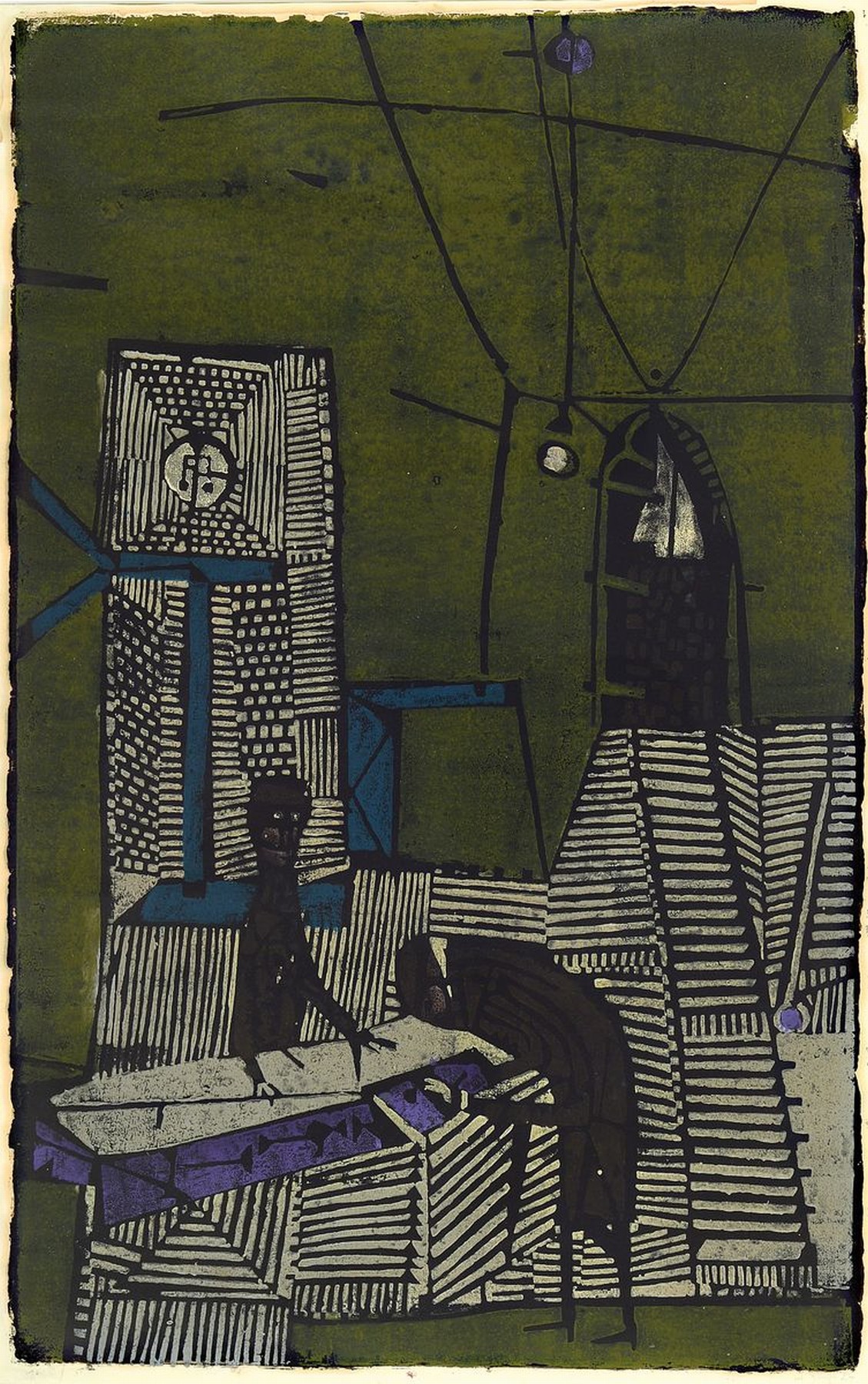 Horst Janssen,1929-1995, "Beim Juwelier". Farbholzschnitt, 17/50, handsigniert, ca. 80 x 80 cm, unter Glas, Rahmen: 100 x 70 cm